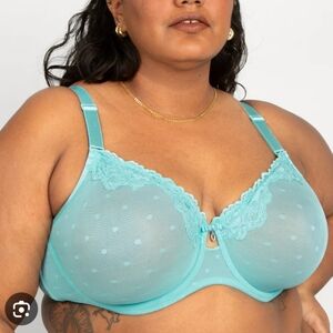 Curvy Couture Aqua Lace Bra
